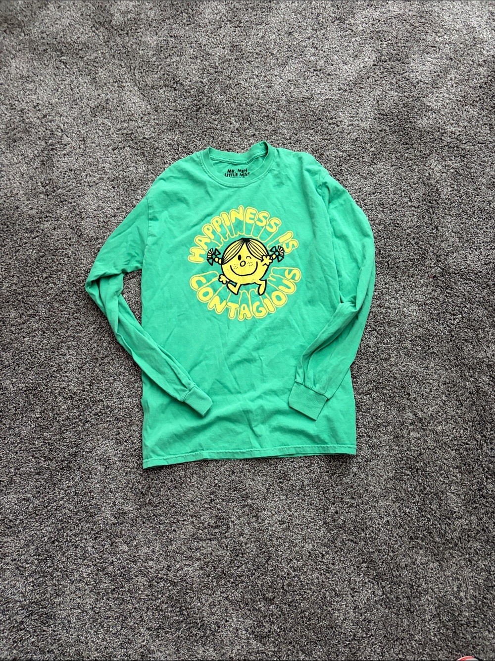 Little Miss Green Long-Sleeve Tee with Yellow Graphic